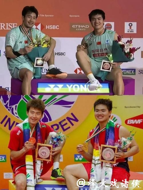 满满的仪式感!“梁王”组合再夺印度公开赛冠军,复刻3年前冠军照 满满的仪式感!“梁王”组合再夺印度公开赛冠军,复刻3年前冠军照